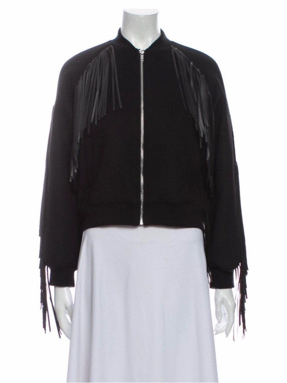 Maje Black Fringe Bomber Jacket